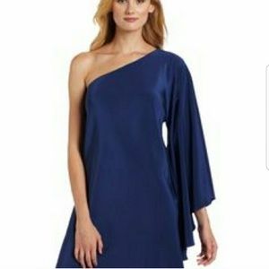 Nicole Miller One Shoulder Draped Sleeve Dress